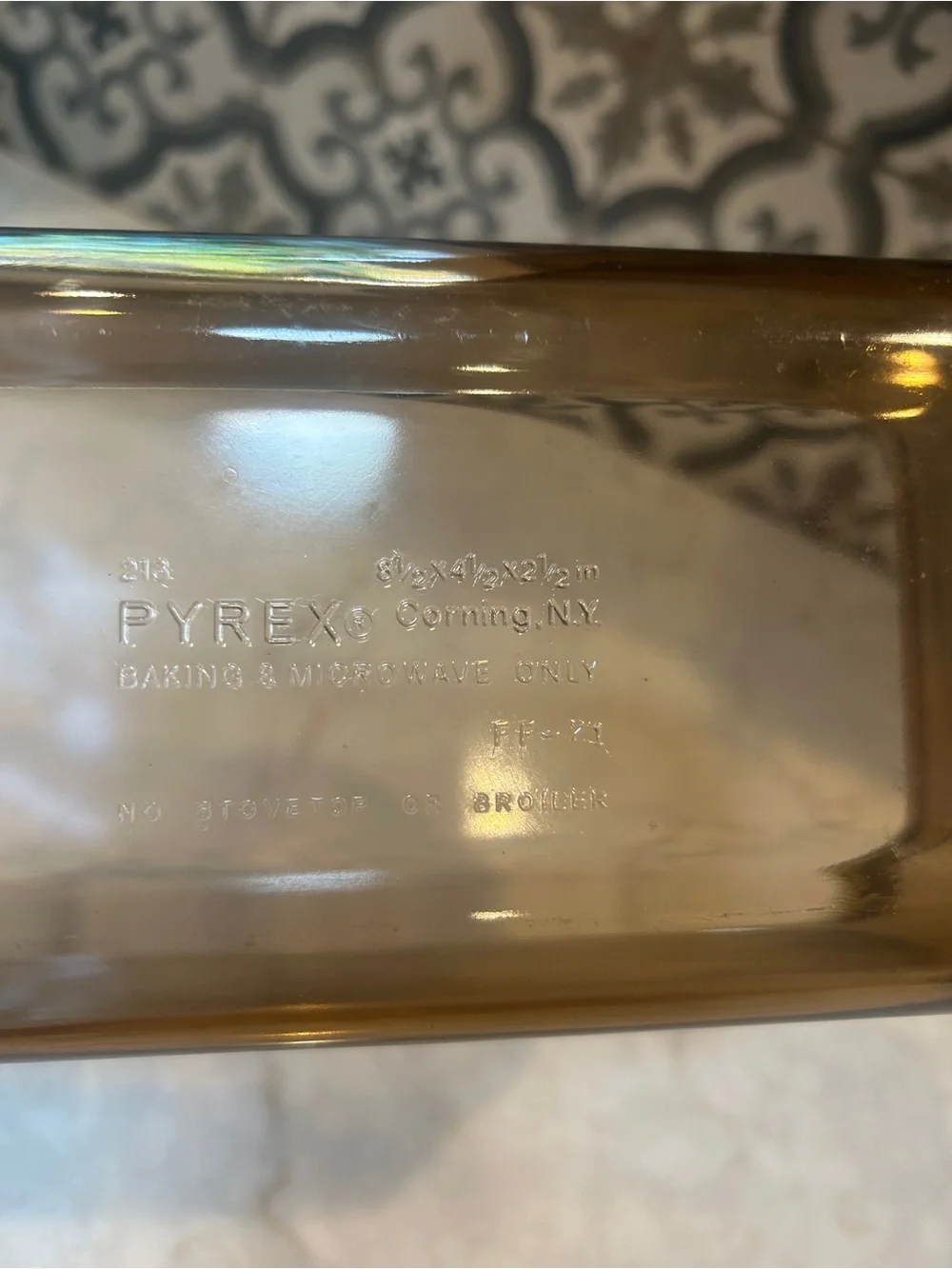 Pyrex Loaf Pan Baking Dish #213 Amber Brown Glass Corning E 15 1.5L- EUC